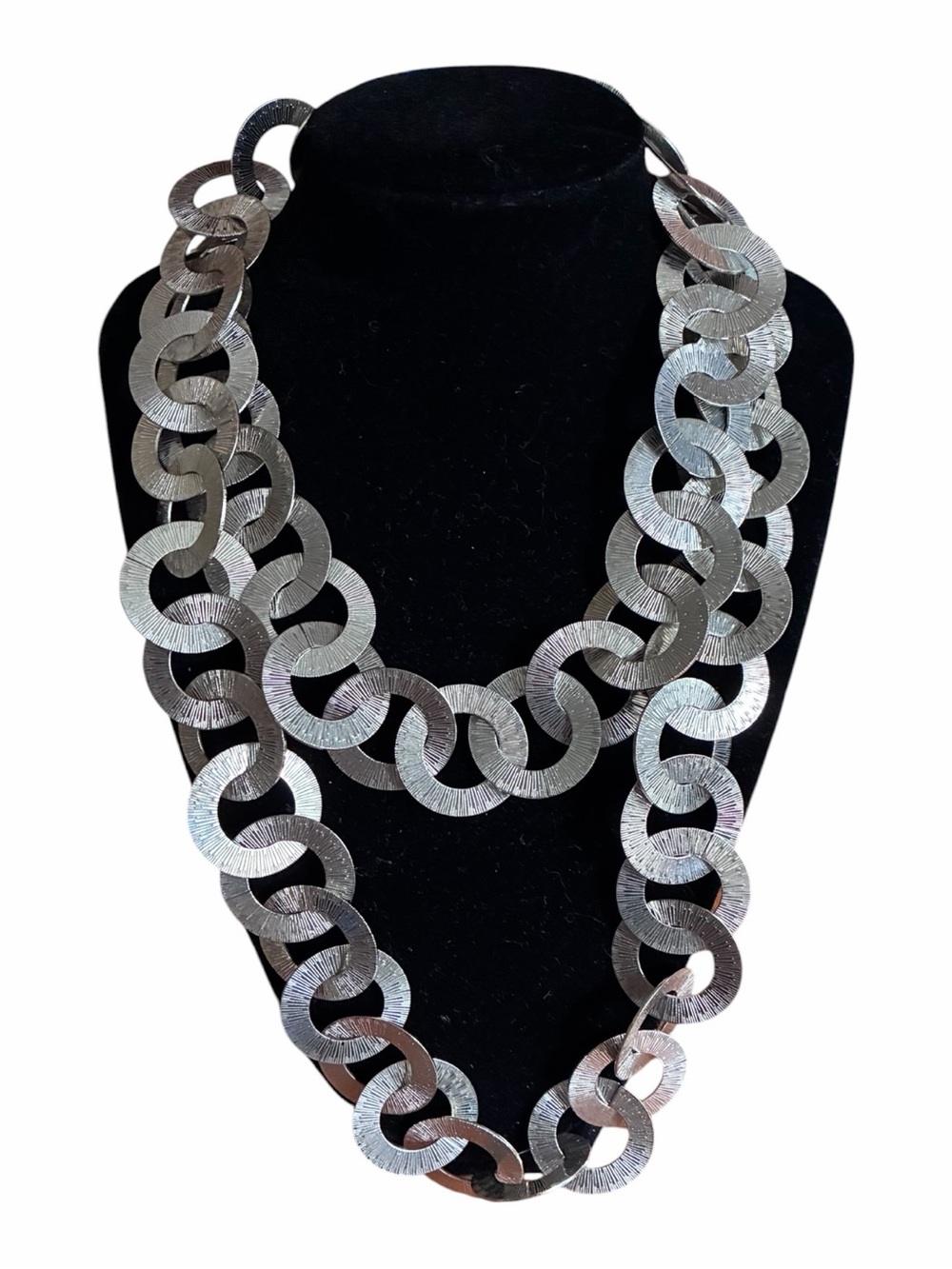 Silver-tone Textured Link Necklace - Women Jewelry